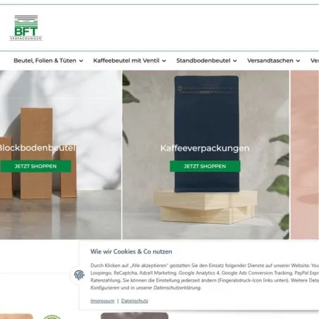 Web design project for a German packaging company